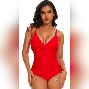 SHAPERIN Women's One Piece Tummy Control High Waisted Padded Push Up Swimsuit M.